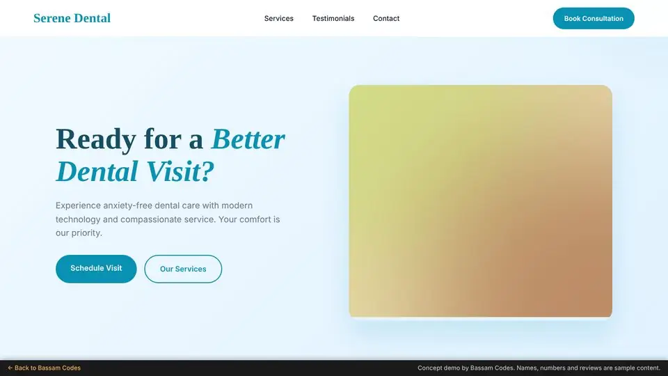 Serene Dental concept demo